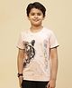 Monte Carlo Half Sleeves Tiger Face Printed Tee - Peach