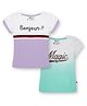 3PIN Pack Of 2 Shorts Sleeves Bonjour Text Printed & Ombre Effect Tees - Lavender & Blue