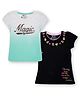 3PIN Pack Of 2 Short Sleeves Magic Text Printed & Ombre Effect Tees  - Black & Blue