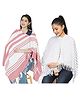 Nene Mother's Multi-Purpose Large Size Nursing Feeding Scarf Wrap Stole Stripes Pack of 2 - Red & Grey