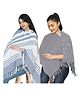 Nene Mother's Multi-Purpose Large Size Nursing Feeding Scarf Wrap Stole Stripes Pack of 2 - Multicolor