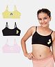 Plan B 95% Cotton 5% Elastane Pack Of 3 Flower Rainbow Printed Training Bras - Black Yellow Pink