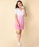 Lilpicks Couture Half Sleeves Accordion Pleated Colour Blocked Knee Length Sheath Dress - White Pink