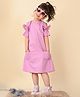 Lilpicks Couture Cold Shoulder Sleeves A Line Dress With Schiffli Embroidered Pockets - Purple