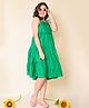 Lilpicks Couture Sleeveless Shoulder Tie Up  Straps Tiered Fit & Flared Dress - Green