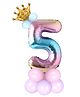 Shopperskart Five 5 Rainbow Theme 32 Inch Number Toy Foil Balloon With Crown & Balloons Helium Quality For Birthday Party Decoration - Multicolor