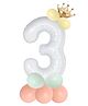 Shopperskart Three 3  Theme 32inch Number Toy Foil Balloon With Crown & Balloons Helium Quailty For Birthday Party Decoration-White