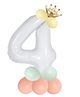Shopperskart Four 4  Theme 32inch Number Toy Foil Balloon With Crown & Balloons Helium Quailty For Birthday Party Decoration-White