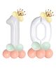 Shopperskart Ten 10  Theme 32inch Number Toy Foil Balloon With Crown & Balloons Helium Quailty For Birthday Party Decoration-White