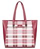 The Clownfish Agnes Handbag for Women Office Bag Ladies Shoulder Bag Tote for Women College Girls-Checks Design (Maroon)