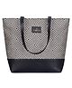 The Clownfish Empower Series Printed Handicraft Fabric & Faux Leather Handba Ladies Shoulder Tote Bag  Geometric Design - Black
