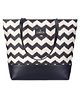 The Clownfish Empower Series Printed Handicraft Fabric & Faux Leather Handba Ladies Shoulder Tote Bag  Wave Design - Black