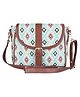 The Clownfish Madeline Printed Handicraft Fabric Sling Bag With Snap Flap Closure & Shoulder Belt Tote Diamond - Dark Sky Blue