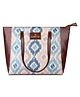 The Clownfish Valentine Printed Handicraft Fabric & Faux Leather Handbag Bag - Blue