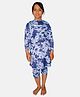 Kiddopanti Full Sleeves Tie & Dye Jammer Swim Dress With Attached Pajama - Blue & Aqua Blue