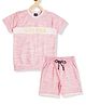 CAVIO Half Sleeves Abstract Distinct Lines Printed Co Ord Set - Pink