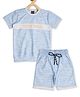 CAVIO Half Sleeves Abstract Distinct Lines Printed Co Ord Set - Sky Blue