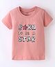 Cucumber Sinker Half Sleeves T-Shirt with Text Print - Peach