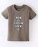 Cucumber Cotton Sinker Half Sleeves T-Shirt with Text Print -  Ash