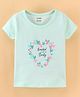Cucumber Cotton Sinker Half Sleeves Top Heart Print - Mint Blue