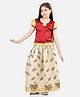 BownBee Silk Half Sleeves Motif Printed South Indian Pavda Pattu Lehenga Choli - Maroon