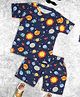 Ninos Dreams Half Sleeves Galaxy Theme Printed Night Suit - Blue