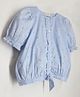 Cherry Crumble By Nitt Hyman Puffed Sleeves Floral Printed Top - Blue