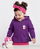 Babyoye Eco Conscious Cotton Full Sleeves Hooded Sweatshirt With Lining & Kitty Print - Purple