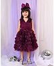 Lilpicks Couture Sleeveless Pearl Embellished & Rosette Corsage Appliqued Fit N Flare Party Dress - Wine