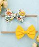 Knotty Ribbons Set Of 2 Floral Printed & Solid Bow Headbands - White & Yellow