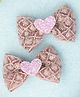 Knotty Ribbons Set Of 2 Heart Bow Alligator Clips - Dusty Pink