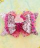 Knotty Ribbons Sequin Detailed Ice Cream Applique Embellished Layered Bow Hair Clip - Pink