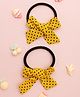 Knotty Ribbons Set Of 2 Handmade Tiny Knot Polka Dot Printed Hair Ties - Yellow