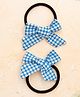 Knotty Ribbons Set Of 2 Handmade Tiny Knot Checkered Hair Ties - Blue