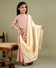 FlyFinns Three Fourth Sleeves Mirror Gota Lace Work Embroidered & Embellished Kurta Sharara Set - Beige