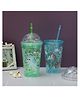 The Procure Store Unicorn Printed Sippers with Crystal Lid & Straw- Green