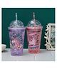 The Procure Store Unicorn Printed Sippers with Crystal Lid & Straw- Pink