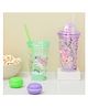 The Procure Store Unicorn Printed Glittery Transparent Sipper With Unicorn Motif Lid Purple - 500 ml
