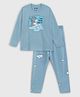 Nap Chief Pure Cotton Full Sleeves Tom And Jerry Theme Printed Night Suit - Blue