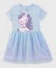 Nap Chief Pure Cotton Half Sleeves Unicorn Printed Dress - Blue