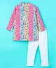 CrayonFlakes Full Sleeves Seamless Garden Flower Bands Printed Kurta With Pyjama - Pink