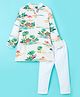 CrayonFlakes Full Sleeves  Beach View Printed Kurta With Pyjama - White