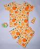 Be Awara Half Sleeves Orange Slices Printed Tee With Coordinating Shorts - Cream