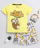 Little Marine Half Sleeves Animal Theme Monkey Printed Tee & Shorts Set - Yellow