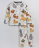 Little Marine Full Sleeves Dog Theme Printed Night Suit - Grey