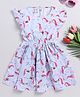Little Marine Cap Sleeves All Over Flowers & Unicorns Printed Fit & Flare Dress - Blue