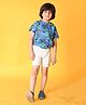 Anthrilo  Half Sleeves Footballs & Basketball Printed Tww With Solid Shorts - Blue & Grey