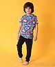 Anthrilo Half Sleeves Animals Printed Comfort Fit Tee & Jogger - Blue Black