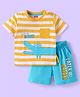 Babyhug Cotton Knit Half Sleeves Night Suit Croc Print - Yellow