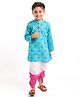 Saka Designs Full Sleeves Cotton Geometric Print Kurta Tie Dye Dhoti Set - Pink & Blue